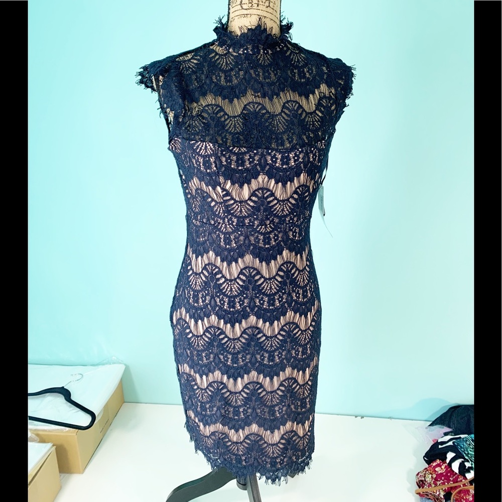 NWT Nordstrom Blue Lace Lined Midi Dress K1613
